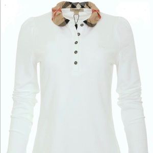 BURBERRY LONG SLEEVE POLO WHITE